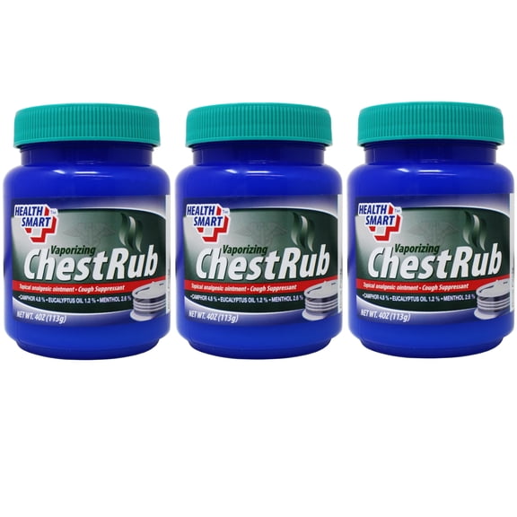 3 Pack - Health Smart Vaporizing Chest Rub, Soothing Relief for Cough & Congestion, 4 Ounce