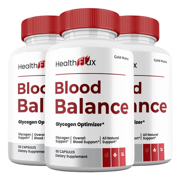 (3 Pack) HealthFlux Capsules, All Natural Blood Balance Pills HealthFlux Supplement Maximum Strength All Glycogen Support, 30 Day Supply per Bottle