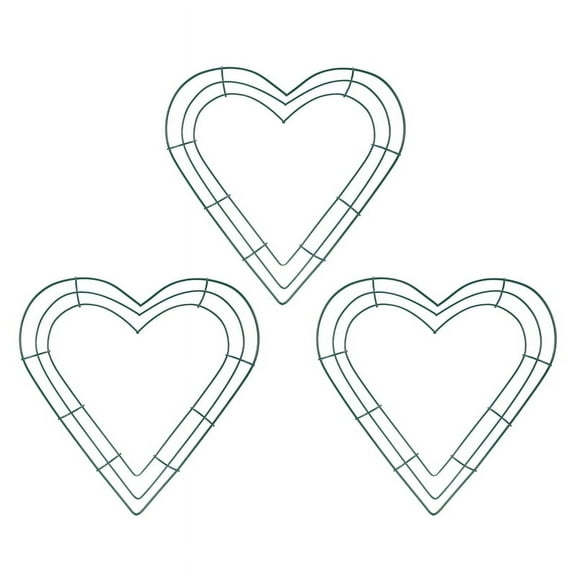 3 Pack Heart Metal Wreath 12 Inch Heart-Shaped Wire Wreath Frame for Home Wedding Valentine's Day DIY Crafts