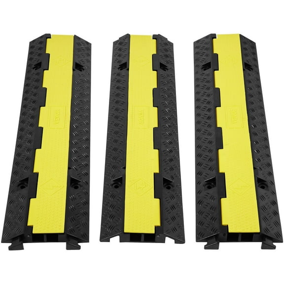 3-Pack Heavy Duty Cable Protector Ramps, 2-Channel Cord Cover for Driveways, 12000 lb Capacity