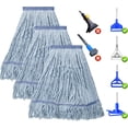thumbnail image 1 of 3 Pack Heavy Duty Commercial Mop Head Replacement,Looped End String Cotton Mop Heads,Industrial Wet Mops Refill for Floor Cleaning(Blue), 1 of 7