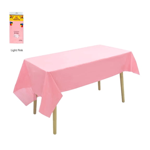 3 Pack Heavy Duty Disposable Plastic Tablecloths 54" x 108" Light Pink - Waterproof Stain Resistant Rectangle Table Covers for Indoor Outdoor Parties, Birthdays, Weddings & Events