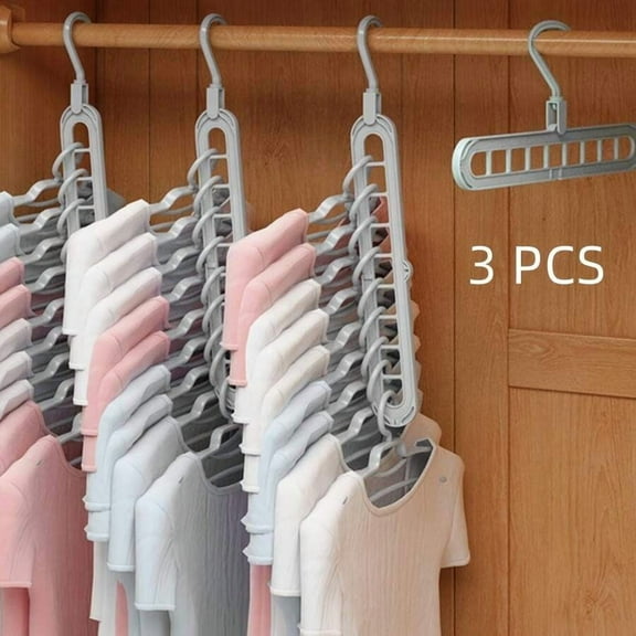 3-Pack Heavy Duty Foldable Plastic Hangers Set - 9 Holes Space-Saving, Suitable For Wardrobes, Closets, Homes, And Dormitories - Premium Organizer, Durable And Versatile Storage Solution