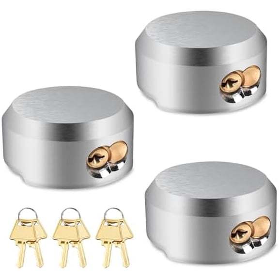 3 Pack of Heavy Duty Hidden Shackle Padlocks with Keyed Alike, Puck Locks, Puck Lock, Outdoor Padlock for Trailer Door Lock, Moving Trucks & Vans (2-7/8 Inch), Silver$$Tools & Hardware Other