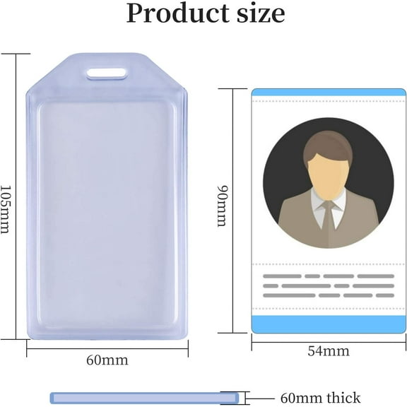 3 Pack Heavy Duty ID Card Badge Holder with 3 Pack Badge Holder Black Clip, Hard Plastic Vertical Silicone Soft Clear PVC Card Holder Name Tag Holder