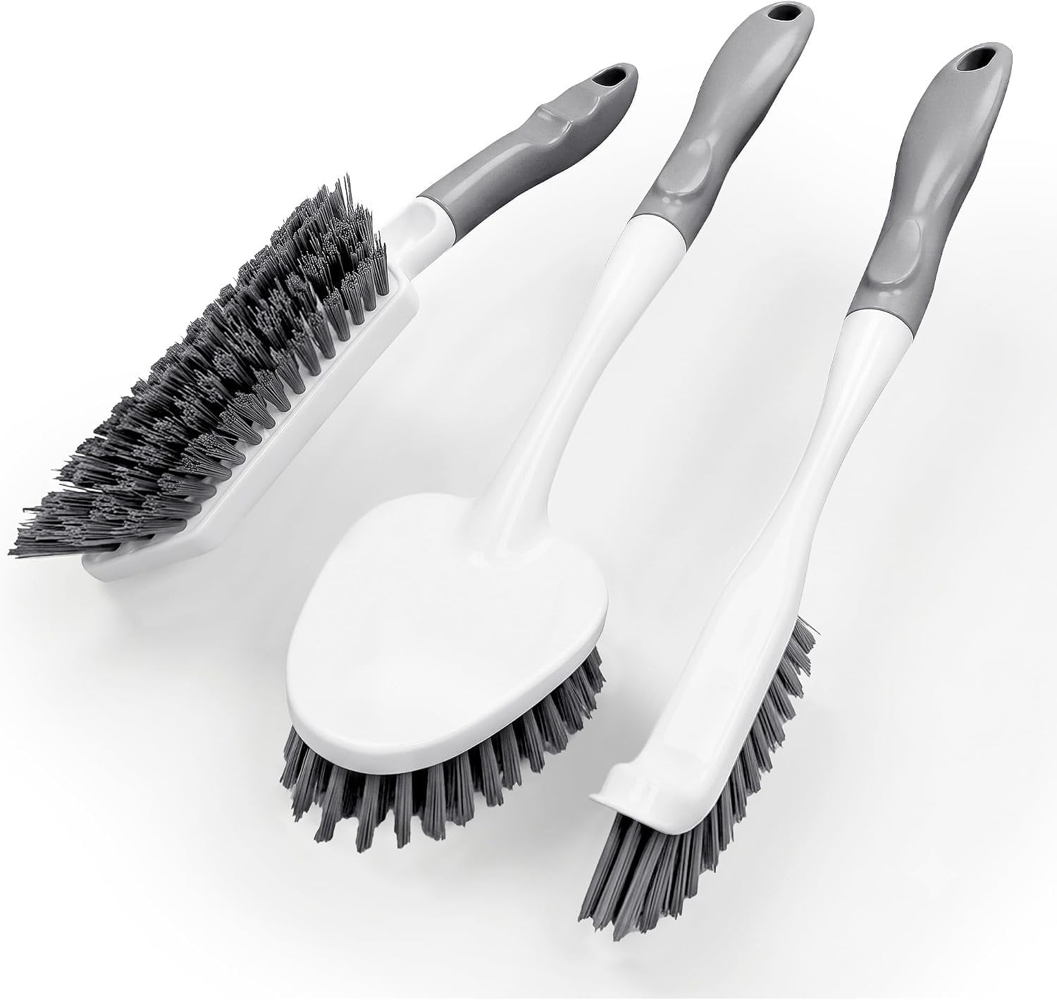 Shape Scrub 3 Pack Heavy Duty Scrub Brush Set, Curved Corner Brush with Scraper, V ...