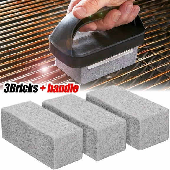 3-Pack Heavy Duty Scrubber Blocks with Handles  Effortless Stain Remover for BBQ Grills, Pool Tiles, Sinks, Outdoor Tools & Fire Pits  No-Scratch for Porcelain & Stainless Steel