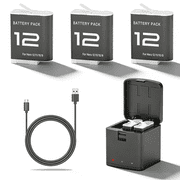 3 Pack He ro 12 Battery for Go pro 12 11 10 9 Black Battery, 3-Channel USB-C Charging Station with Type-C Cord