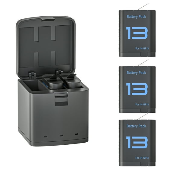 3-Pack Hero 13 Batteries 3.89V 2100mAh Large Capacity Rechargeable Battery and 3 Slots Fast Charger Station with Smart LED Indicators fully compatible with  GoPro Hero 13 Black