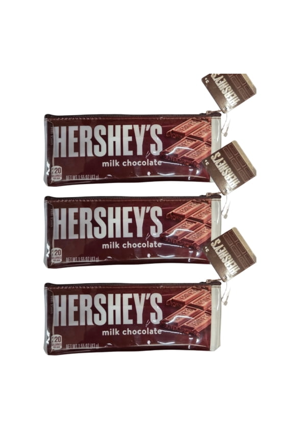 (3 Pack) Hershey's Vintage Pencil Case / Coin Purse, (7"x3")