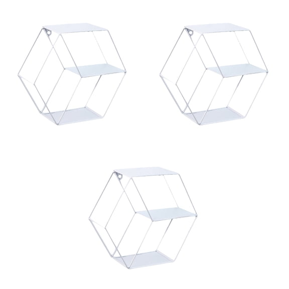 3 Pack Hexagon Storage Rack Small Black Wire Basket Hanging White