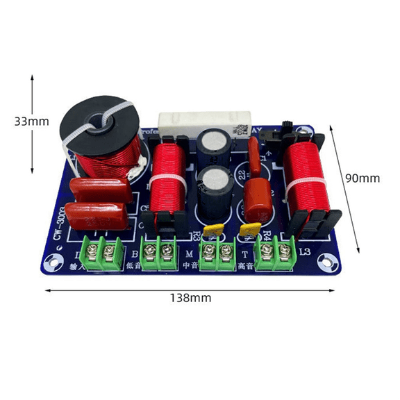 3-Pack High,Medium and Low Speaker Retrofit Crossover 3-Way Audio Adjustable Frequency Divider HiFi High Fidelity Filter