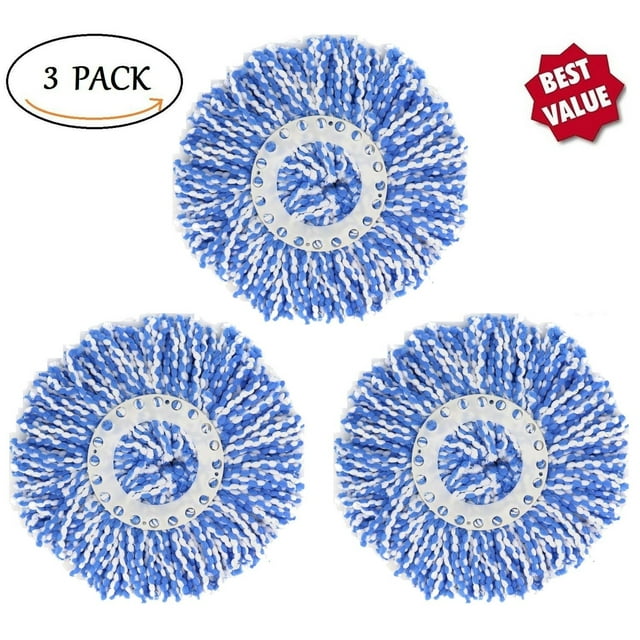 3 Pack Microfiber Mop Head Refill, Universal Fit, Antiabrasive