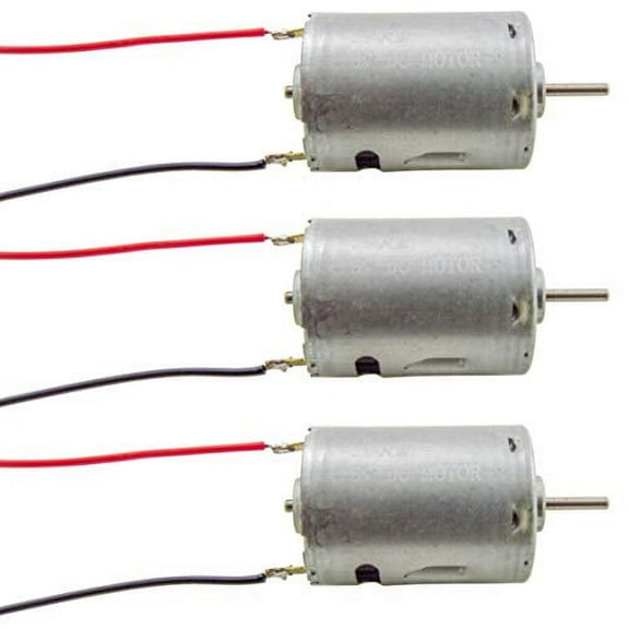 3 Pack High Torque 9V DC Motor with Wire Leads Attached (1.48" Length x 1.08" Diameter) by Electronix Express