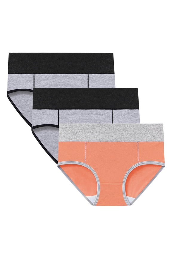 3 Pack High Waist Panties for Women Tummy Control Plus Size Cotton Underwear Full Coverage Comfy Ladies Briefs 2XL