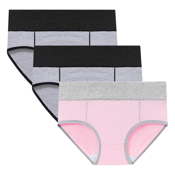 3 Pack High Waist Panties for Women Tummy Control Plus Size Cotton Underwear Full Coverage Comfy Ladies Briefs 3XL