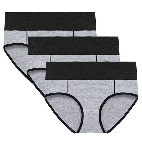 3 Pack High Waist Panties for Women Tummy Control Plus Size Cotton Underwear Full Coverage Comfy Ladies Briefs L