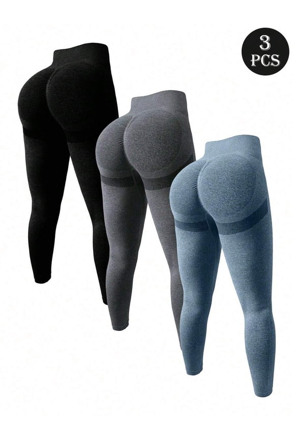 3-Pack High Waisted Butt Lift Leggings - Multicolor Activewear