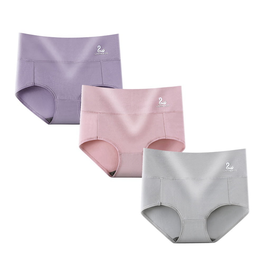 3-Pack High Waisted Women Cotton Panties Soft Full Coverage Briefs