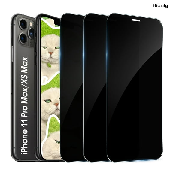 [3 Pack] Hionly Compatible with iPhone 11 Pro Max / iPhone Xs Max Privacy Screen Protector, Full Coverage Anti-Spy Tempered Glass Film 9H Hardness, Scratch-proof, Bubble Free
