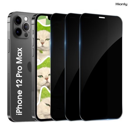 [3 Pack] Hionly Compatible with iPhone 12 Pro Max Privacy Screen Protector, Full Coverage Anti-Spy Tempered Glass Film 9H Hardness, Scratch-proof, Bubble Free