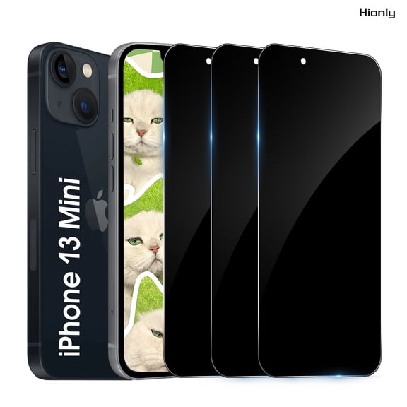 [3 Pack] Hionly Compatible with iPhone 13 mini Privacy Screen Protector, Full Coverage Anti-Spy Tempered Glass Film 9H Hardness, Scratch-proof, Bubble Free