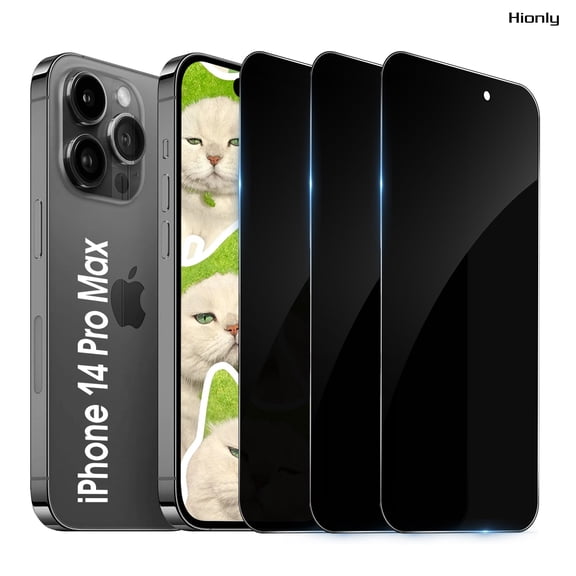 [3 Pack] Hionly Compatible with iPhone 14 Pro Max Privacy Screen Protector, Full Coverage Anti-Spy Tempered Glass Film 9H Hardness, Scratch-proof, Bubble Free