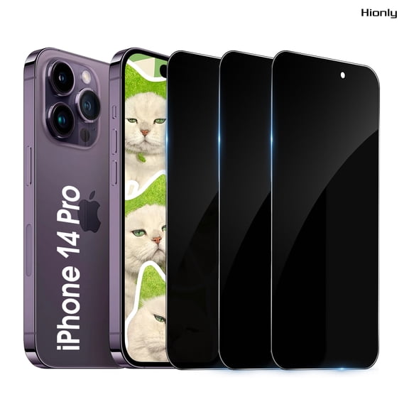[3 Pack] Hionly Compatible with iPhone 14 Pro Privacy Screen Protector, Full Coverage Anti-Spy Tempered Glass Film 9H Hardness, Scratch-proof, Bubble Free
