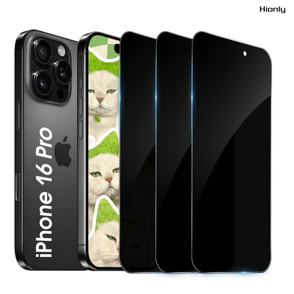 [3 Pack] Hionly Compatible with iPhone 16 Pro Privacy Screen Protector, Full Coverage Anti-Spy Tempered Glass Film 9H Hardness, Scratch-proof, Bubble Free