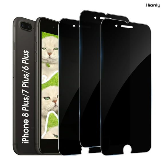 [3 Pack] Hionly Compatible with iPhone 8 Plus/7 Plus/6s Plus/6 Plus Privacy Screen Protector, Full Coverage Anti-Spy Tempered Glass Film 9H Hardness, Scratch-proof, Bubble Free