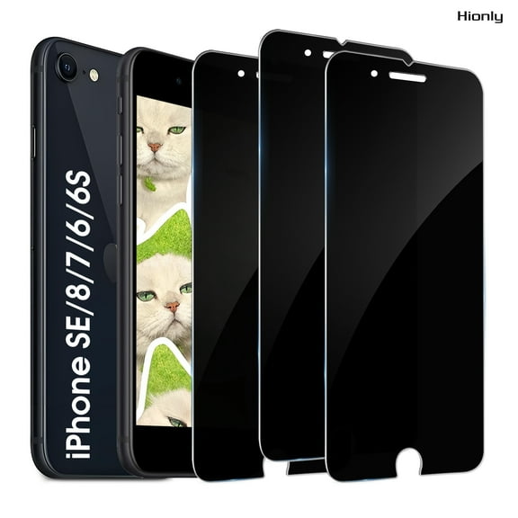 [3 Pack] Hionly Compatible with iPhone SE 3/2 (2022/2020 Edition) / iPhone 8 / iPhone 7 / 6s / 6 Privacy Screen Protector, Full Coverage Anti-Spy Tempered Glass Film 9H Hardness, Bubble Free