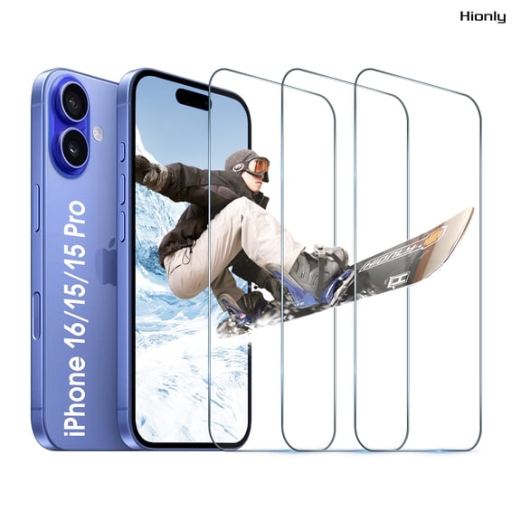[3 Pack] Hionly Compatible with iPhone 16 / iPhone 15 / iPhone 15 Pro Screen Protector, Case Friendly Tempered Glass 0.25mm Clear