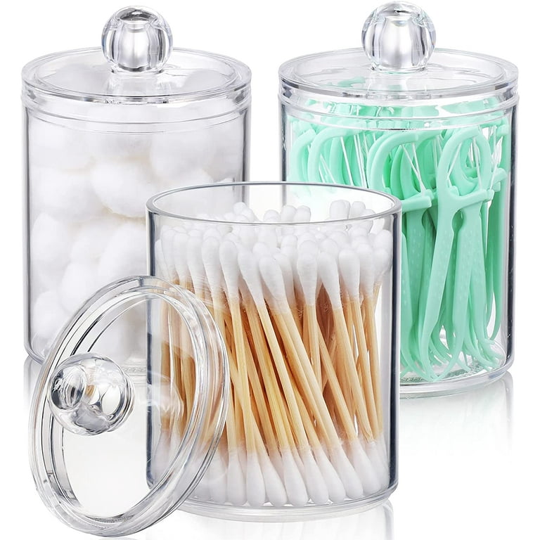 6 Pack Glass Apothecary Jars with Lids Bamboo Bathroom Accessories Cotton  Balls Pads Swabs Holder Jar Bathroom Canisters for Vanity Accessories