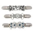 thumbnail image 1 of 3 Pack Hollow Shiny Floral Cardigan Clips Collar Clips for Women Sweater Shirt Shawl Cardigan Bound Buckle Cape Clips Wom, 1 of 9