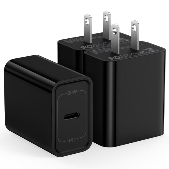 3 Pack Hootek USB C Charger Block Fast Charging Adapter 20W Wall Charger Quick Charger Brick USB Charger Block Fast Charger Plug Phone Charger Compatible with iPhone 15 Sumsung Galaxy, Android,Black
