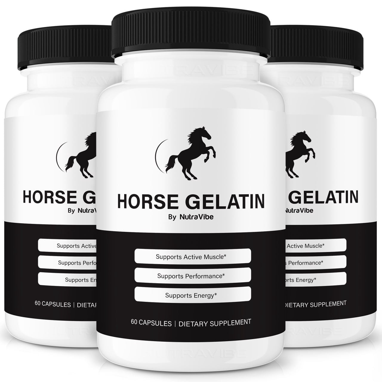 (3 Pack) Horse Gelatin – Original HorseGelatin Capsules with a Natural Daily Blend for Wellness |Clean, Gentle, Easy-to-Swallow Pills (180 Capsules)