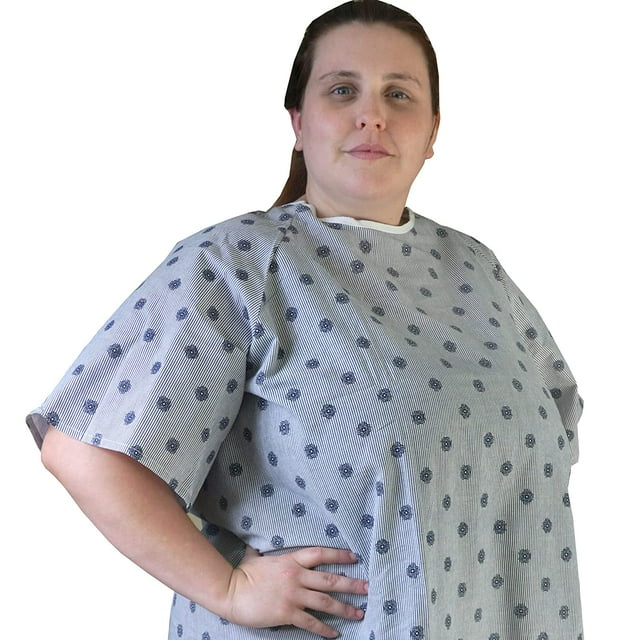 3 Pack Hospital Gown 2 Back Tie Overlap, Imperial Print Unisex
