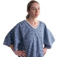 thumbnail image 1 of 3 Pack - Hospital Patient Gown, IV, Tieside w/Telemetry Pocket, Size Medium - XL, Blue Leaf Print, 1 of 7
