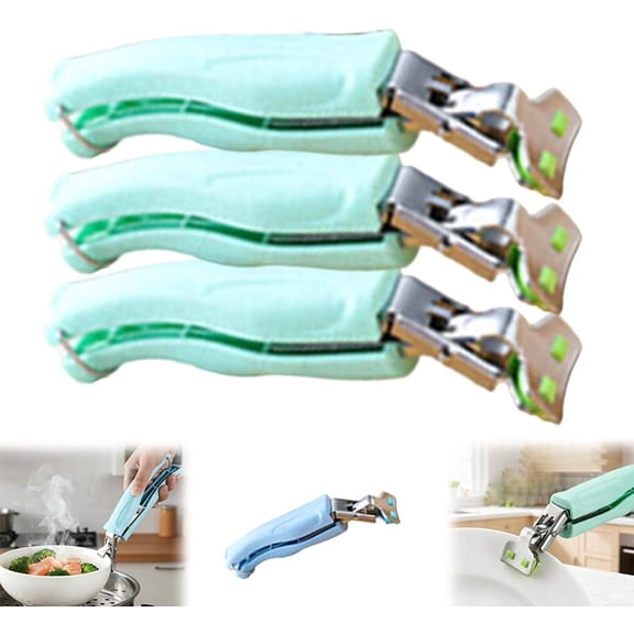 3 Pack Hot Plate Gripper for Moving Bowls & Pans, Stainless Steel Anti-Scald Clip Set
