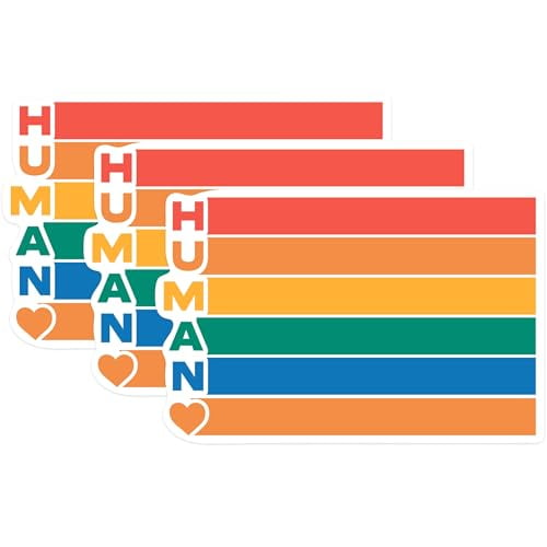 (3 Pack) Human with Heart Decals - Colorful Pride - Equality Laptop Decals - 3 Inches On Longest Side - Easy Peel & Apply - Made in USA - 3MCS0572