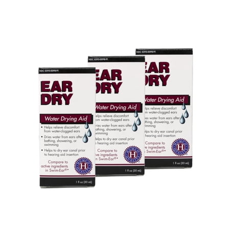 3 Pack Humco Ear Dry, Water Drying Aid for Swimmers & Drying Ears, 1oz each