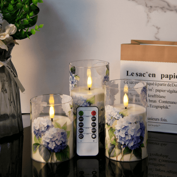 Goyuon Flameless LED Pillar Candles with Flickering Flame, Remote, and Timer for Family Party/Decoration/Wedding 3 Pack