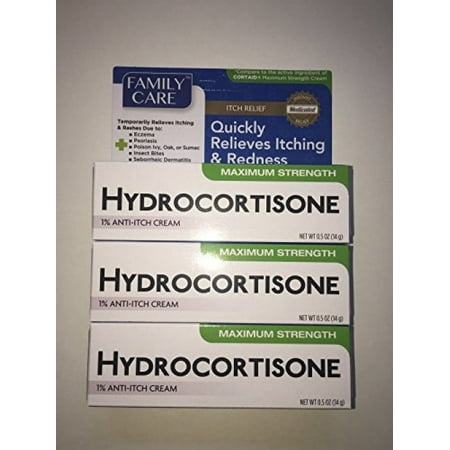[3-Pack] Hydrocortisone 1% Anti-itch Cream - Compare to Cortaid - 0.5 Oz Tubes