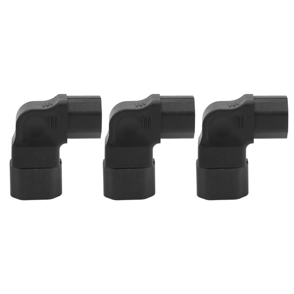3-Pack IEC320 C14 to C13 Right Angle Power Adapter, 90 Degree Left Turn Cord Converter, 250V 2500W, Heavy Duty Copper & PVC Connector for UPS, PDU, and Monitor
