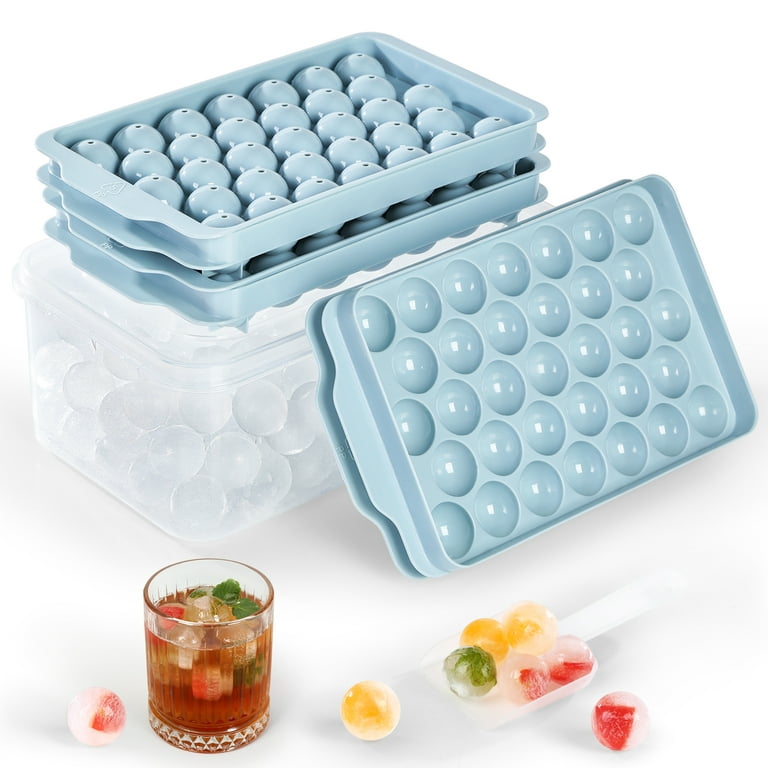 3 Pack Ice Cube Tray for Freezer, 99 x 1IN Round Ice Trays Easy Release  Circle Ice Trays for Freezer with Bin and Lid, BPA Free Ice Tray for  Cocktail