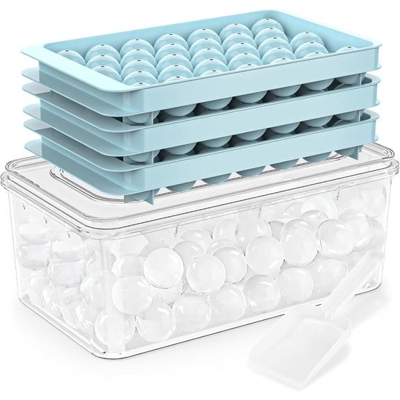 3 Pack Ice Cube Tray, Round Ice Cube Trays for Freezer, Ice Cube Tray with Lid and Bin, Round Ice Cube Mold, Ice Trays for Freezer, 3x33-Ball Ice Cube Tray, Circle Ice Cube Tray