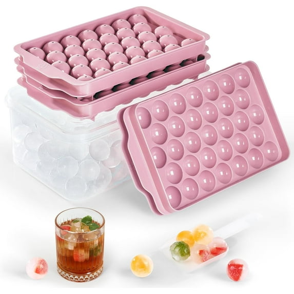 3 Pack Ice Trays for Freezer, 99PCS Ice Cube Tray with Lid and Bin, Round Ice Cube Trays for Freezer, Circle Ice Cube Tray for Chilling Drinks, BPA Free
