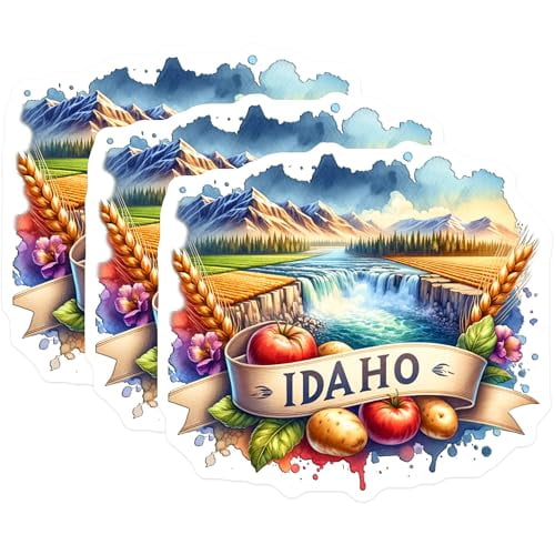 (3 Pack) Idaho Decals - State Pride Sticker - Laptop Decoration Decals- 3 Inches On Longest Side - Easy Peel & Apply - Made in USA - 3MCS5688