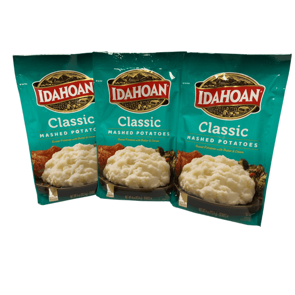 (3 Pack) Idahoan Classic Mashed Potatoes, 4 oz Each Made with 100% Real Idaho Potatoes Quick & Easy Side Dish