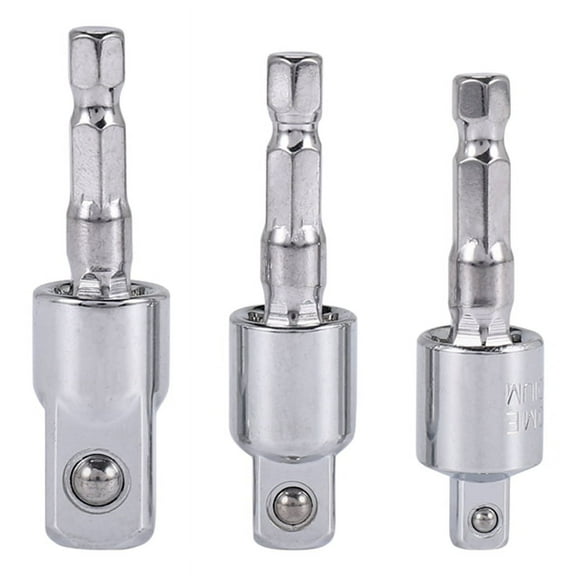 3 Pack Impact Grade Socket Adapter 360-Degree Universal Joint Swivel Set, to Drill